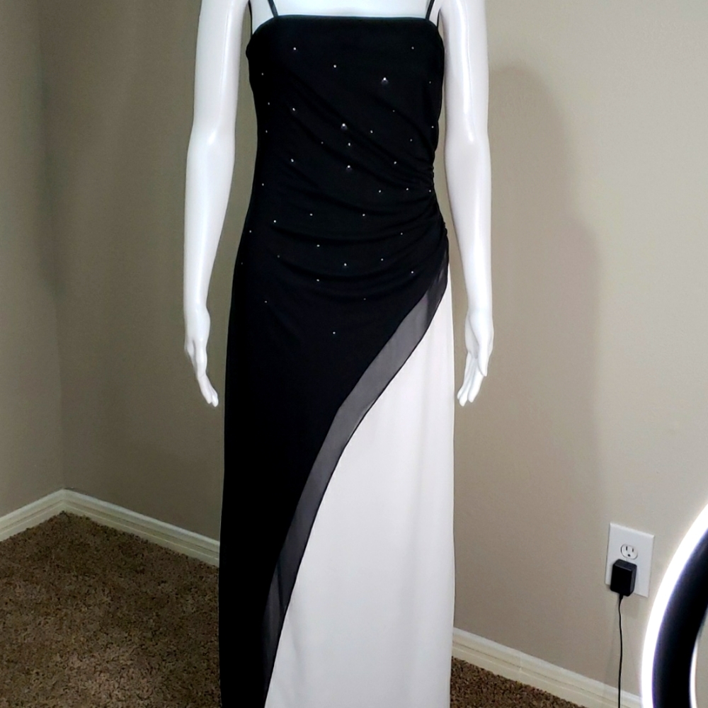 Black and white gem prom dress